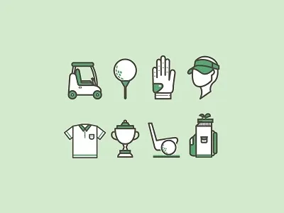 Golf Icon ball cup equipment golf hat icon illustration popular sport sports stick