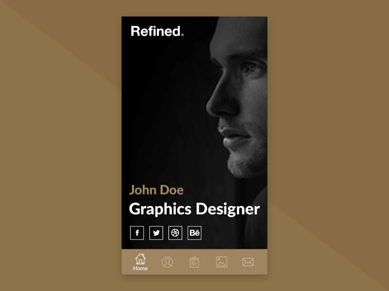 Refined - mobile version designer mobile portfolio resume template theme ui
