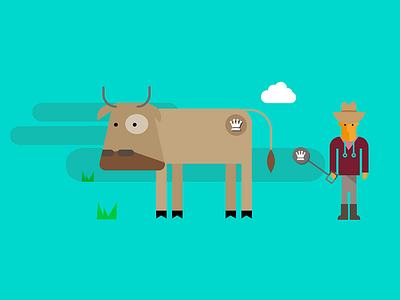 flat design bull farmer flat design