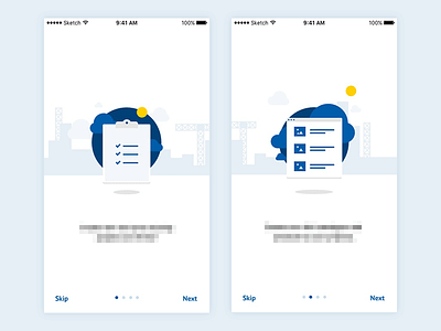 On boarding steps one and two app boarding on design dribbble illustration