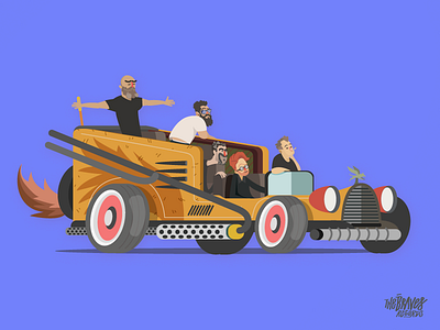 FLYING DOG +THE BRAVES RECORDS+ elkaniho flyingdog illustration rock tbr the braves records wacky wacky races waggon