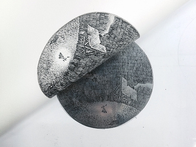 Moon art black brothers etching grimm moon illustration printmaking white