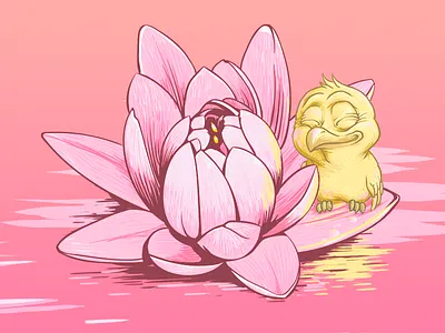 Lily and canary. art canary draw flower lily pink