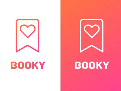 Booky - logo bookmark booky branding design gradient heart logo