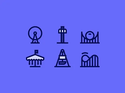 Playground for Flaticon part II amusement carousel childhood children icon line pack park play rollercoaster