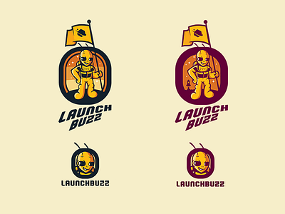 Launchbuzz III app astronaut buzz flag icon launch logo mascot rocket space