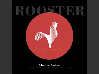 Rooster chinese zodiac graphic design
