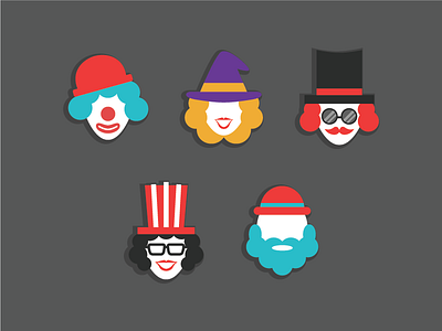 ICON | Costumes clown colourful costume costume icon costumes dribbble flat icon girl mask party