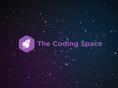 The Coding Space Logo branding education logo purple rocket space tech