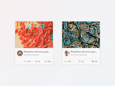 Card Styles avatar card comments likes shadow thumbnail ui ux views