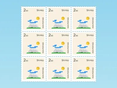 Postage Stamp design flat minimalistic mountains shimla stamp