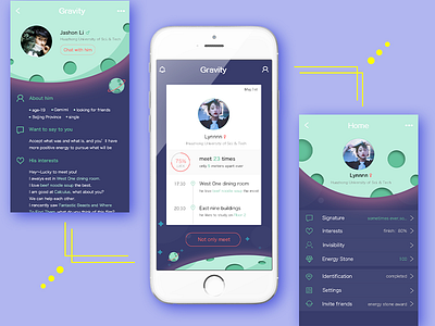 Gravity App application card gravity interface planet sociality ui universe