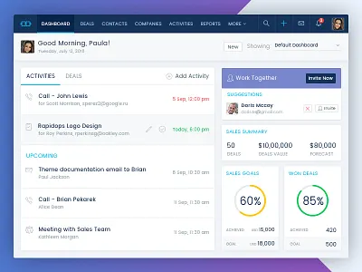 Web Based CRM App app crm crm app dashboard enterprise app sales crm sales team simple ux ui web app web design website