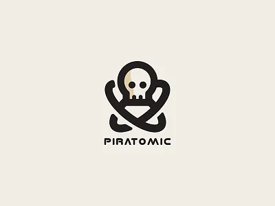 Piratomic 3 advantage atomic funny icon pirate science simple skull