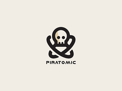 Piratomic 3 advantage atomic funny icon pirate science simple skull