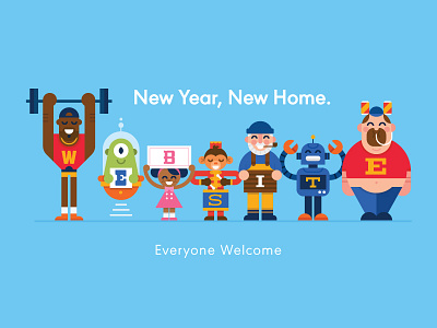 New Website! alien characters flatvector illustration monkey robot simple vector website