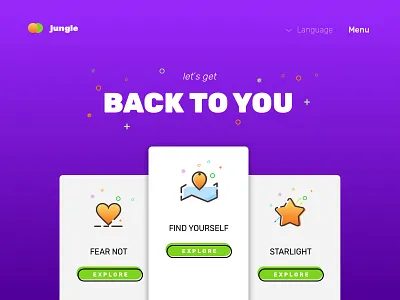 jungle - let´s get back to you - landing page cards design digital icons landing page layer purple ui ux web design website