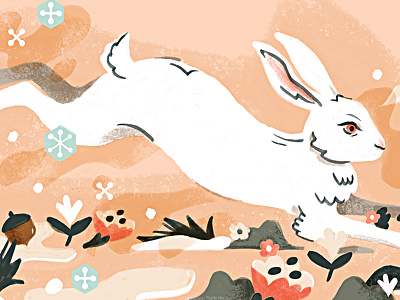 March Bunny bunny editorial illustration flowers magazine march rabbit spring texture