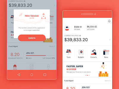 Home Screen / Update Popup app finance financial home screen mobile money ui update upgrade