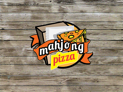 Mahjong Pizza logo game logo mahjong