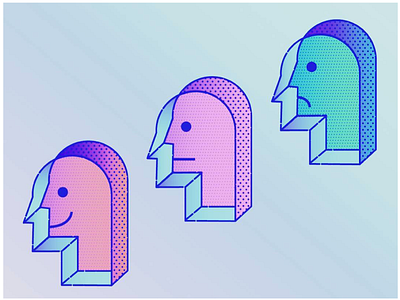 Future Heads - Now Emotive! 3d abstract blue geometric gradient illustration neon pattern texture