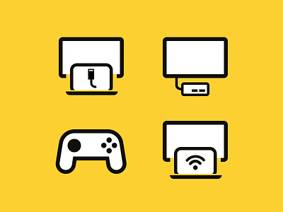 Device icons for meeting room booking system console device flat game icon presentation simple stroke ui