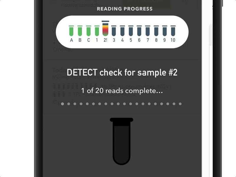 Reading progress animation animation bacteria framer interaction luminometer progress reading tube ui