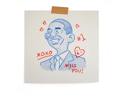 Miss You avatar character illustration obama politics print riso sketch