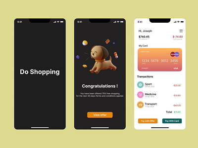 Smart Shopping Finance App UI banking app budget manager card payment cashback offer digital wallet expense tracker finance ui financial dashboard minimal design mobile banking modern fintech money management payment system shopping app smart payments transaction history ui design ui inspiration ux design ux ui