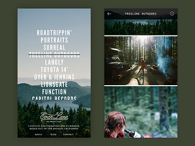 Evan Lane branding mobile photo portfolio ui website