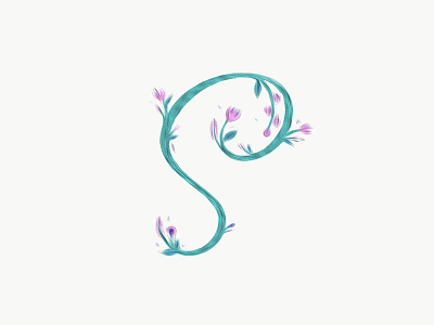 Floral S floral flower leaf leaves lettering rose spring