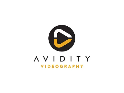 AVIDITY VIDEOGRAPHY logo a branding design icon logo play v videography