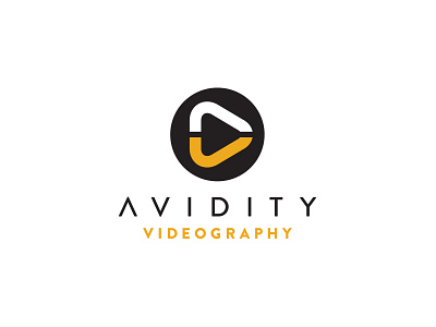 AVIDITY VIDEOGRAPHY logo a branding design icon logo play v videography