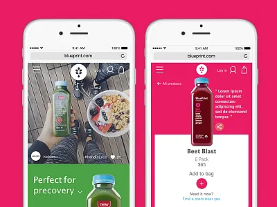Blueprint Juice E-commerce Redesign blueprint digital ecommerce fruits healthy instagram juice mobile organic redesign website wellness
