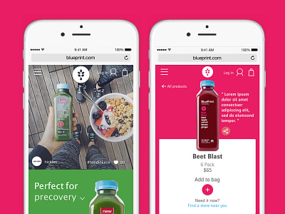 Blueprint Juice E-commerce Redesign blueprint digital ecommerce fruits healthy instagram juice mobile organic redesign website wellness