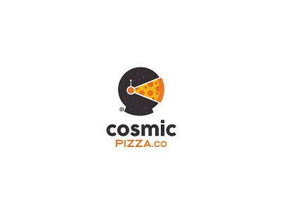 Cosmic Pizza.co astronaut branding cosmic food logo pizza space