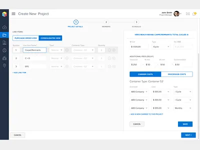 Project Creation Experience asset managment project creation stepped navigation web ux wizard setup