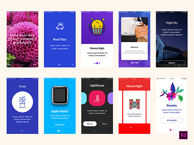 Walkthrough Screens adobexd app mobile walkthrough walkthroughs xd