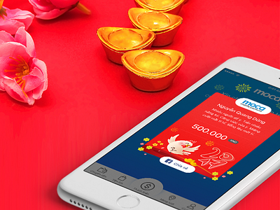 Moca Li Xi graphic li xi lunar new year mobile moca p2p payment red tet ui ux vietnam