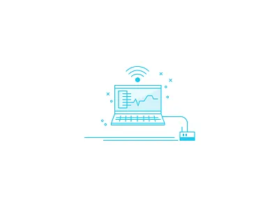 Network computer icon illustration laptop outline stats wifi