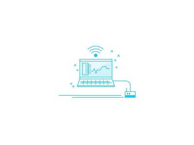 Network computer icon illustration laptop outline stats wifi