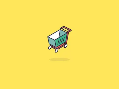 Trolley Cart green icon isometric line mini outline retro