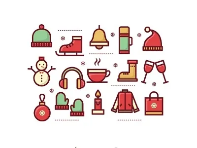 winter icons bell chrismast design icon icons illustration ski vector winter