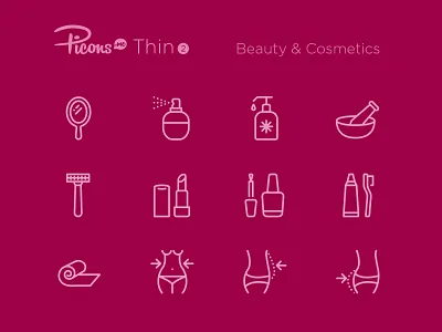 Picons Thin 2: Beauty & Cosmetics beauty cosmetics icon set icons line icons outline picons spa symbols vector icons wellness