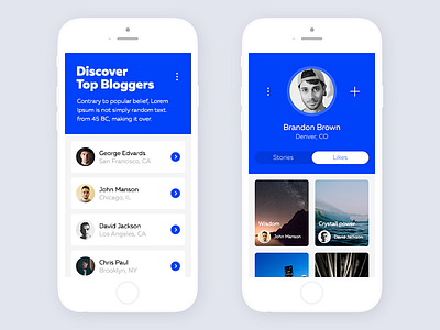 App for bloggers app blogging feed grid ios mobile profile users