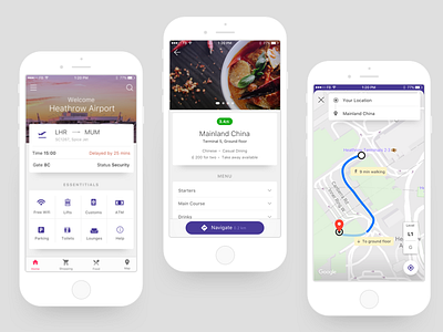 Airport Navigation App airport flight ios iphone mobile shadow ui ux