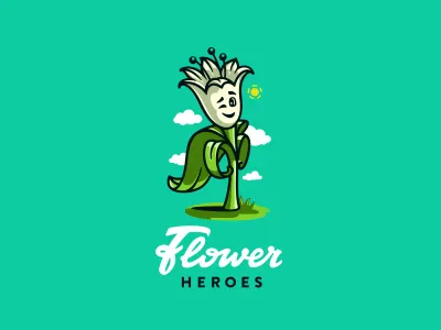 Flower Heroes character emotion floristic flower flowershop hero illustration jkd lettering logo логотип