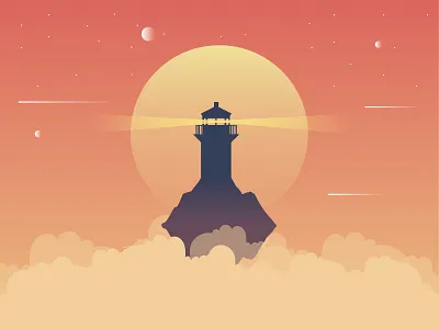 lighthouse illustration landscape lighthouse sunset