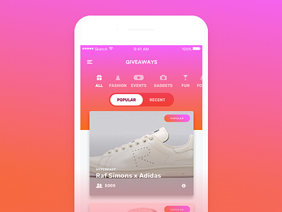 Giveaways Concept app colorful concept fun gradient ui