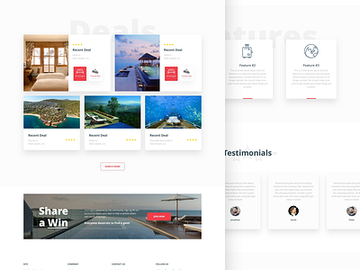 Recent Deals app clean homepage hotel interface landing product testimonial travel ui web web design